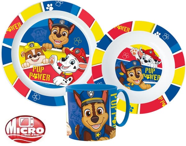 Paw Patrol Pup Power middagsset, mikropartiklar, inkluderar mugg 265 ml