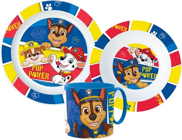 Paw Patrol Pup Power middagsset, mikropartiklar, inkluderar mugg 265 ml