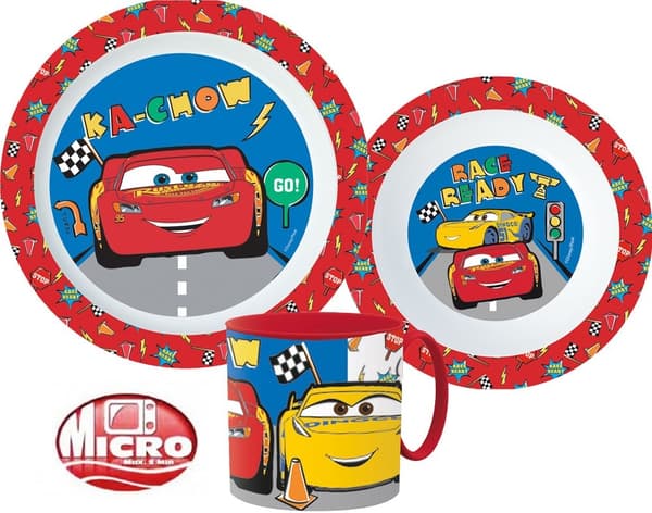 Mikroplast set med Disney Cars tallrikar och mugg 265 ml