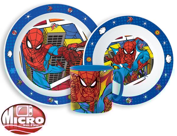 Spiderman middagset med mugg 265 ml, mikropolymerplast