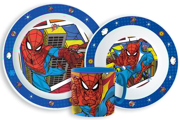 Spiderman middagset med mugg 265 ml, mikropolymerplast