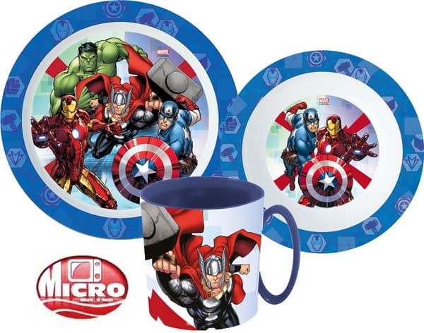 Avengers tallrikset, mikrop plasticsset med mugg 350 ml