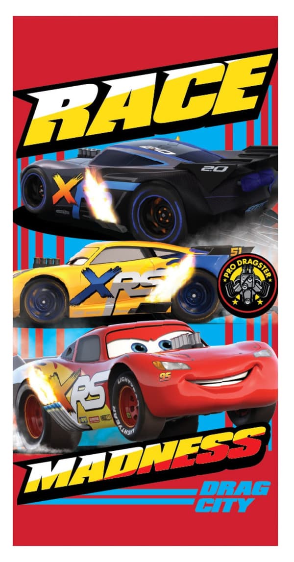 Disney Cars badhandduk, strandhandduk 70x137 cm (Snabbtorkande)