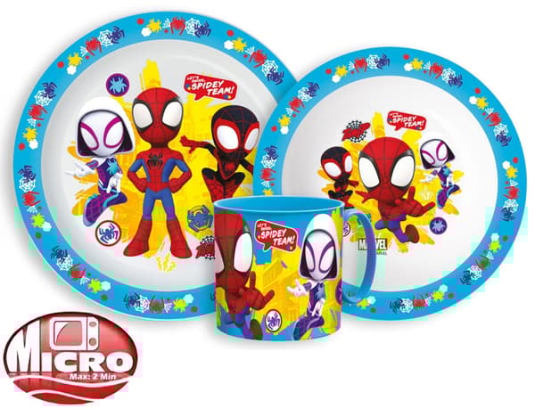 Spiderman Spidey middagsset, mikropolymer-set med mugg 265 ml