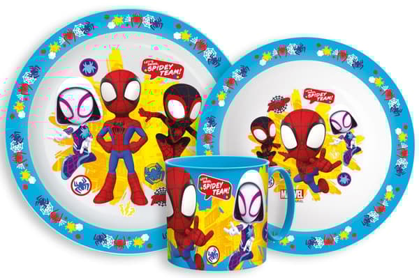 Spiderman Spidey middagsset, mikropolymer-set med mugg 265 ml