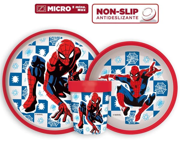 Spiderman Midnight Flyer halkfri middagsset, mikropartikelset
