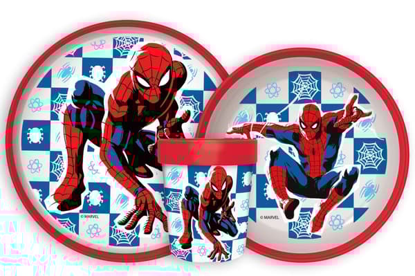 Spiderman Midnight Flyer halkfri middagsset, mikropartikelset