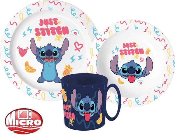 Disney Lilo & Stitch Middagsset med palmer, Mikroplastset med 350 ml mugg