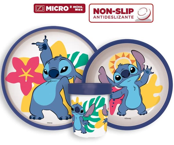 Disney Lilo och Stitch Palms, Set med Mikrovågssäkert Plastbestick som är Halkfritt