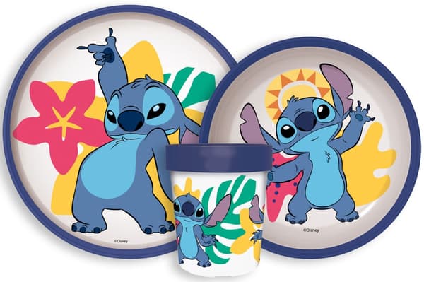 Disney Lilo och Stitch Palms, Set med Mikrovågssäkert Plastbestick som är Halkfritt