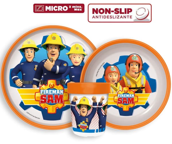 Antisklid middagset med Fireman Sam, set i mikroplast