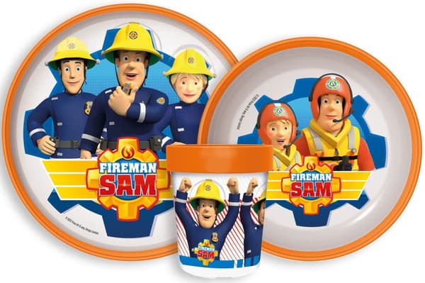 Antisklid middagset med Fireman Sam, set i mikroplast