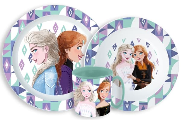 Mikrovågssäkert plastservisset med Disney Frozen Ice Magic, inklusive mugg på 350 ml