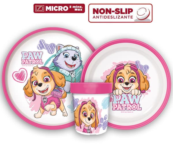 Paw Patrol Skiss icke-glidande middagsset, mikroplastset
