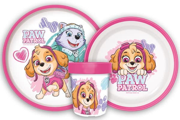 Paw Patrol Skiss icke-glidande middagsset, mikroplastset