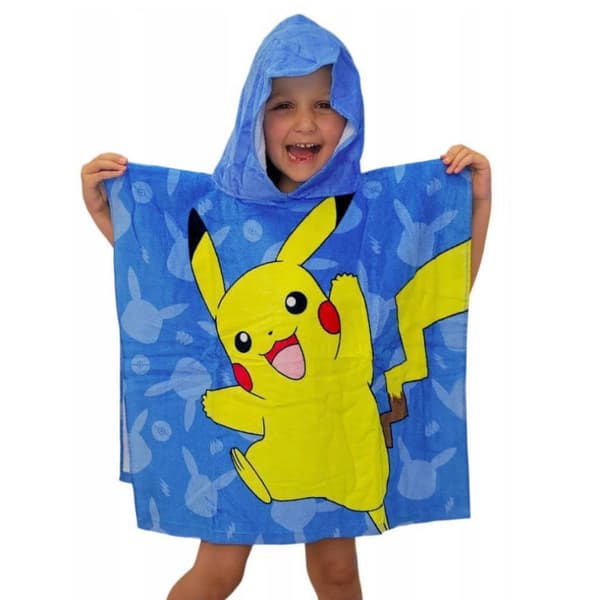 Pokémon blå strandhandduk poncho 60x120 cm