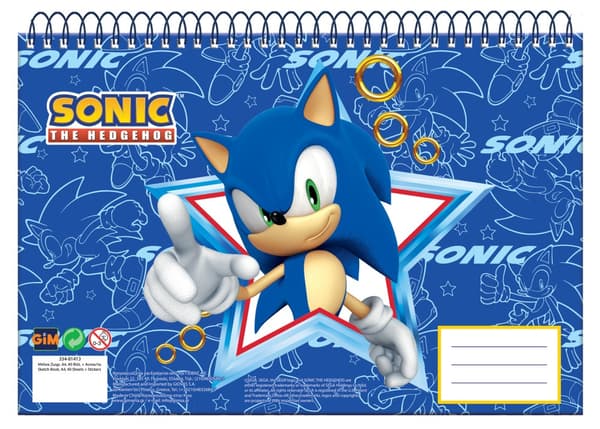 Sonic the Hedgehog A/4 Spiral Skissblock, 30 Ark