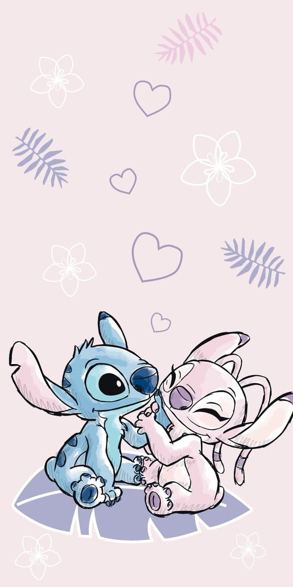 Disney Lilo och Stitch Rosa Badhandduk, Strandhandduk 70x140 cm