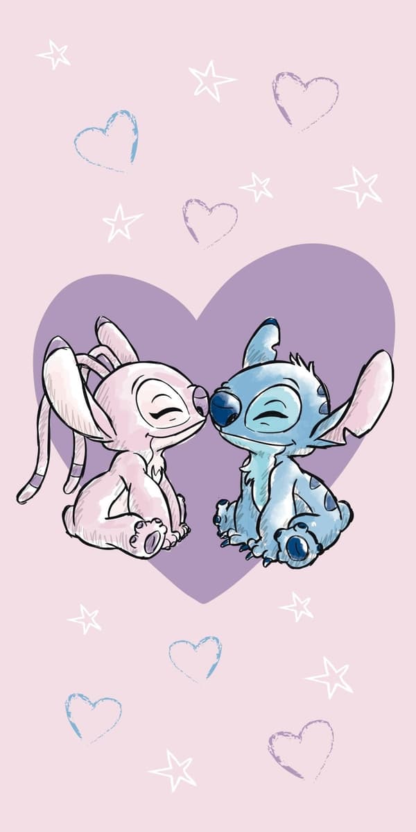 Disney Lilo och Stitch Kärlek Badhandduk, Strandhandduk 70x140 cm