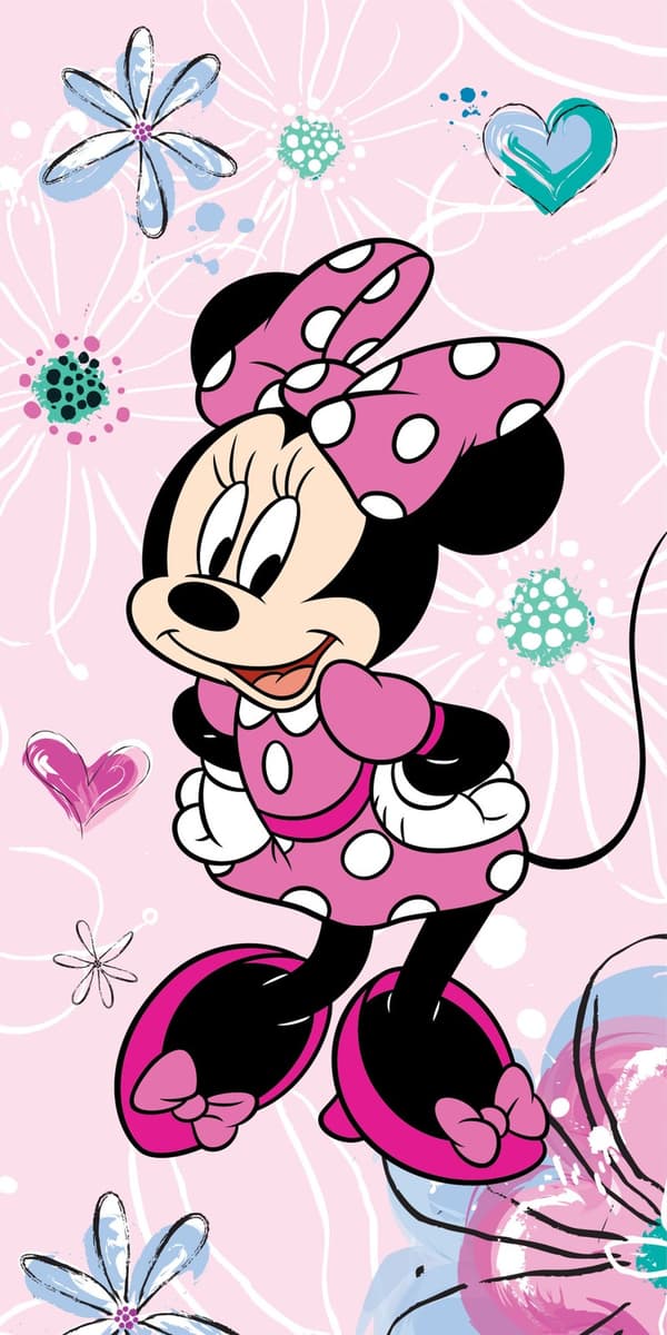 Minnie Mouse rosa baddräktshandduk, strandhandduk 70x140 cm från Disney