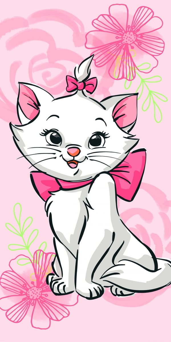 Disney Marie Katt Rosa Blommigt Badlakan, Strandhandduk 70*140 cm