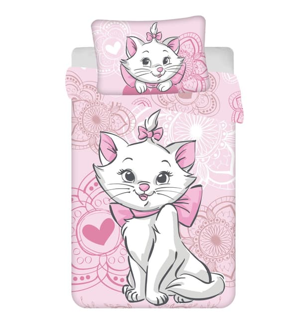 Barnsängset med Disney Marie Aristocats, påslakan 100×135 cm och örngott 40×60 cm