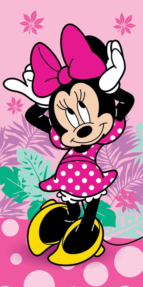 Disney Minnie badhandduk i rosa, strandhandduk 70x140 cm