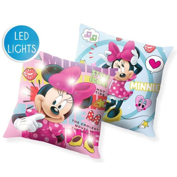 Decorativ kudde 40x40 cm med LED-belysning från Disney Minnie