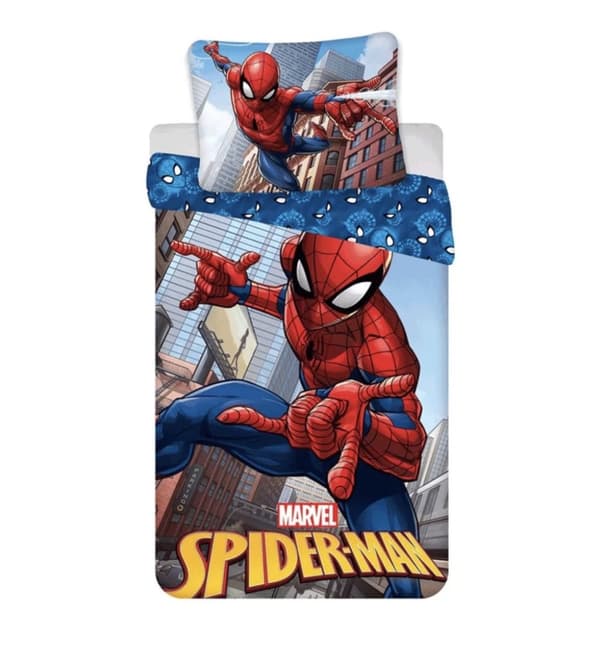 Spiderman Blue barnbäddset 100×135 cm, 40×60 cm
