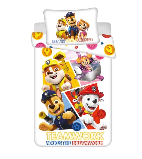 Paw Patrol Teamwork barnen sängkläder täcke 100×135 cm, 40×60 cm