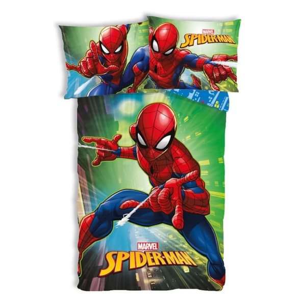 Spiderman City Lights barnens sängkläder, påslakan 100×135 cm, kuddfodral 40×60 cm