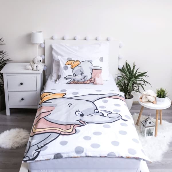 Barnsängkläder set Disney Dumbo Dots 100×135 cm, 40×60 cm
