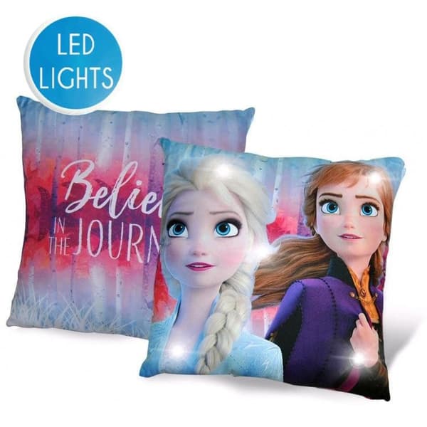LED-ljustygkudde Disney Frozen, Dekorativ kudde 40x40 cm