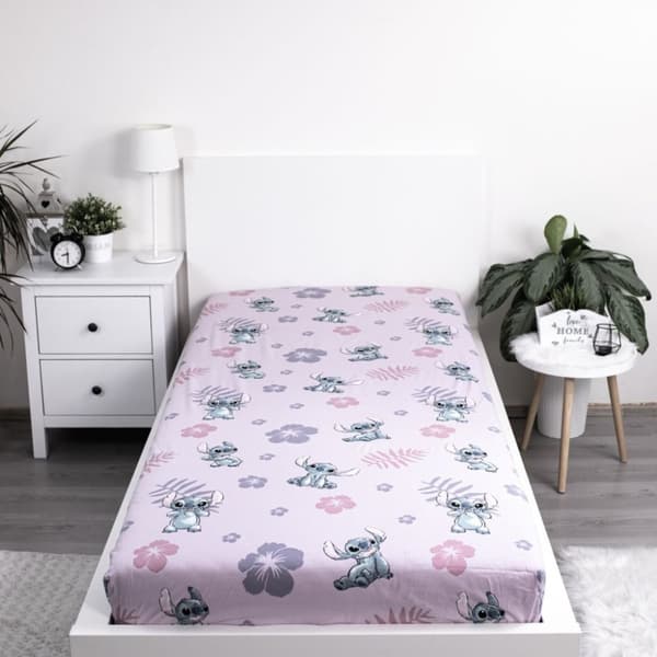 Disney Lilo och Stitch Rosa Resårmadrasstyg 90x200 cm