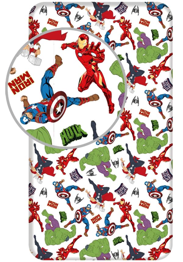 Avengers vit påslakan 90x200 cm