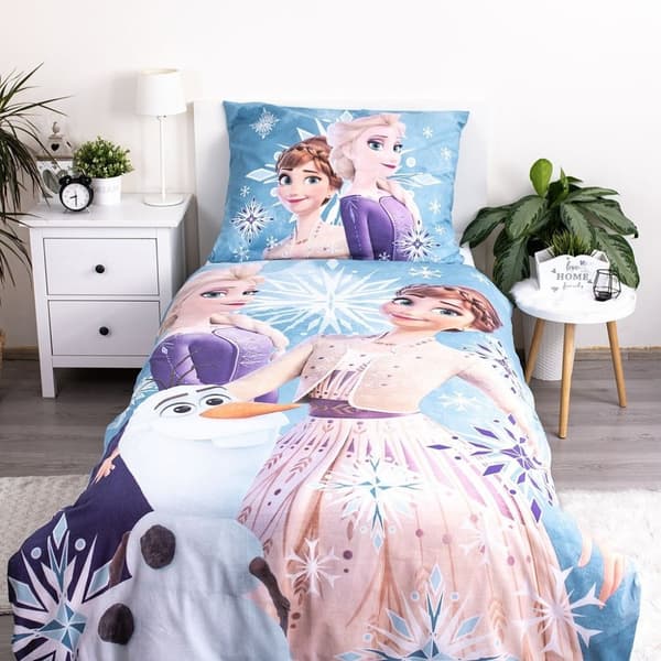 Barnens sängkläder Disney Frost med vita snöflingor 100×135 cm, 40×60 cm