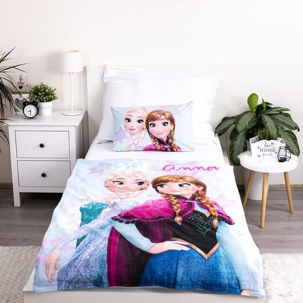 Barnsängkläder i ljusblått med Disney Frost, 100×135 cm och 40×60 cm