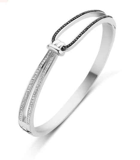 Victoria Armband i silverfärgad metall med svart-vita stenar