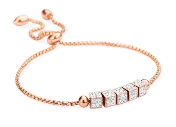 Victoria Rose-guld rektangulärt armband med vita stenar