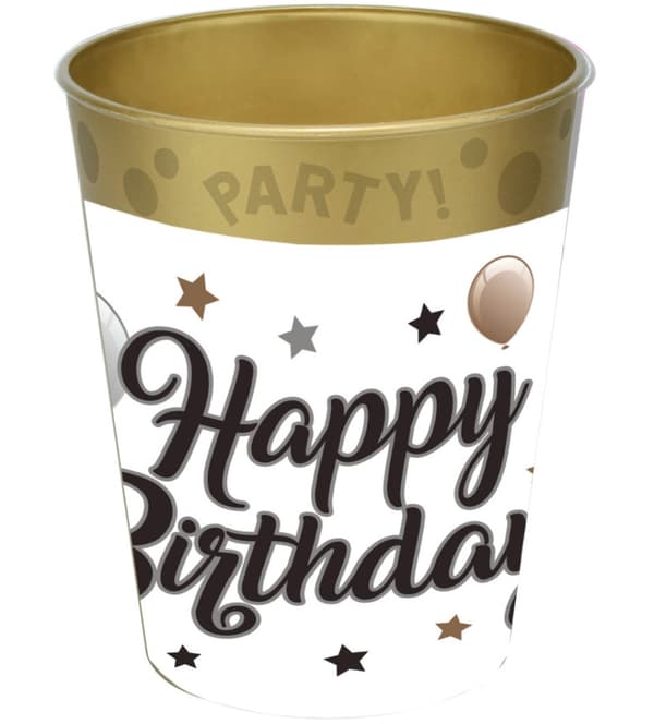 Milstolpe på födelsedag - Happy Birthday mikropremium plastmugg 250 ml