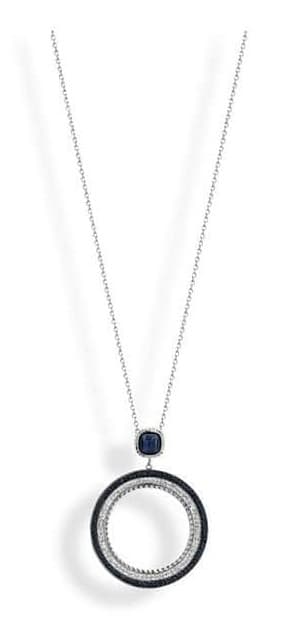 Victoria Halsband i silverfärg med blå och vita stenar