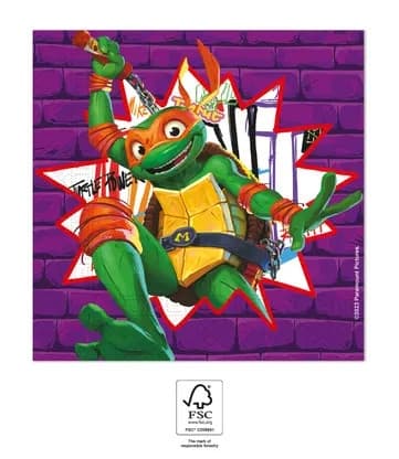 Teenage Mutant Ninja Turtles Lila Servetter 20 Stycken 33x33 cm FSC