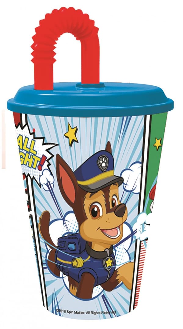 Paw Patrol All Right mug med sugrör, plast 430 ml