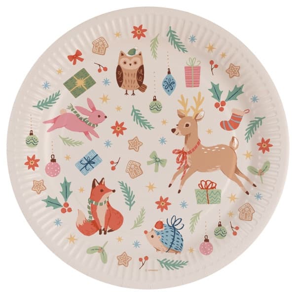 Pappersfatset för julafton - Vinter Woodland, 8 st, 23 cm