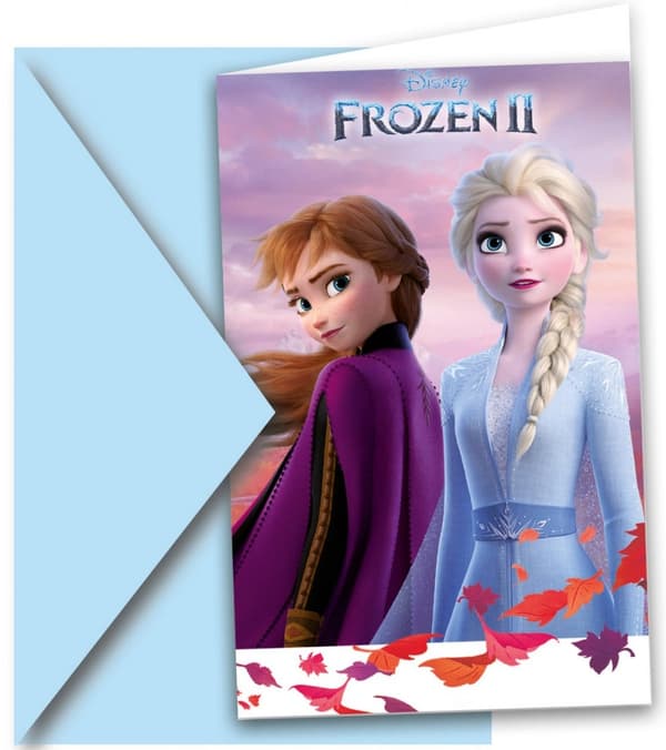 Inbjudningar till kalas med Disney Frost tema, 6 stycken med bladmotiv