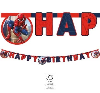 Spiderman Brottsbekämpare Happy Birthday Banner FSC 2 m