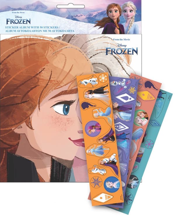 Disney Frozen klistermärkealbum med 50 klistermärken