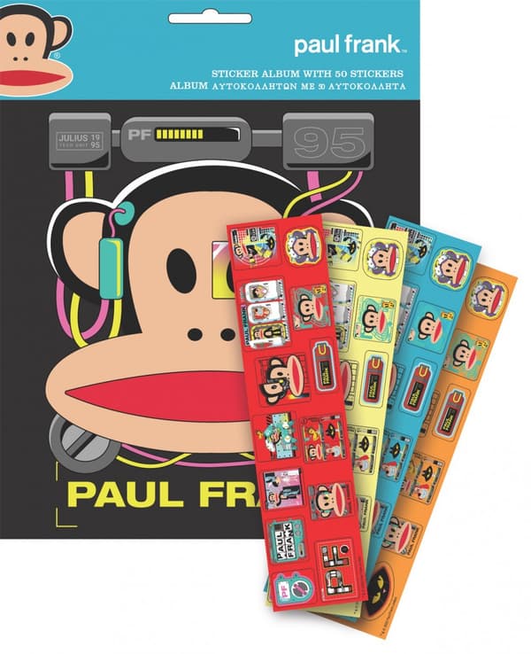 Paul Frank Monkey klistermärkealbum med 50 klistermärken