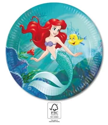 Papperstallrikar Disney Princess Ariel, 8 stycken, 23 cm, FSC-certifierade
