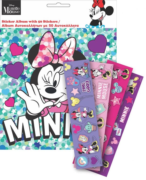 Minnie Mouse klistermärkesalbum från Disney med 50 klistermärken